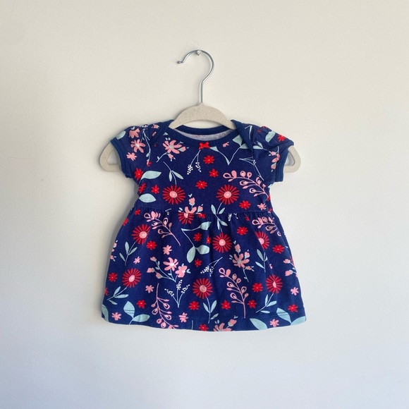 Carter's Other - Newborn Dress Baby Girl Short Sleeve Summer Clothes Floral Carter’s Navy Blue
